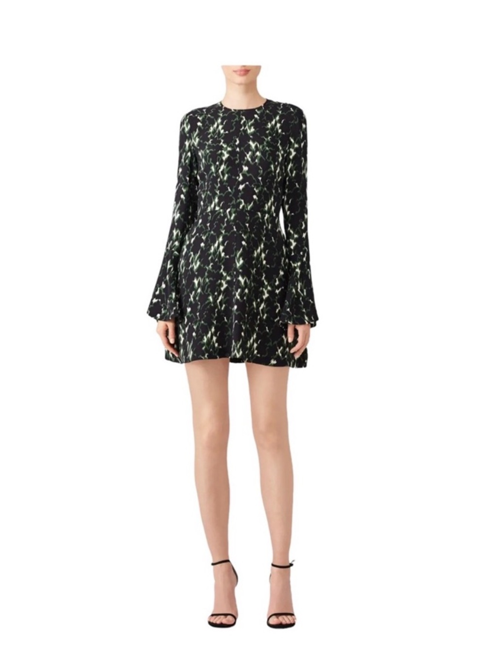 ALC Trixie Long-Sleeve Black & Green Printed Mini Dress